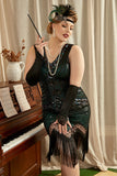 Sequin Dark Green Plus Size 1920s Flapper Dress