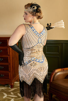 Women's Plus Size 1920s Sequin Pink Flapper Dress