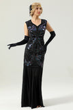 Black Long Sequins 1920s Party Dress