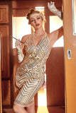 Golden Halter Sequins 1920s Dress