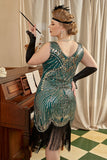 Plus Size 1920s Gatsby Sequin Fringed Apricot Flapper Dress