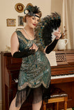 Plus Size 1920s Green Sequined Flapper Dresses