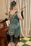 Plus Size 1920s Green Sequined Flapper Dresses