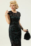 Black&Green Sequins 1920s Dress with Tassel