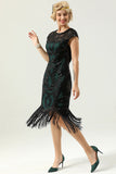 Black&Green Sequins 1920s Dress with Tassel