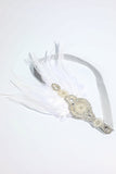 Blush 1920s Beaded Sequin Headband with Feather