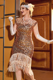 Pink Sequin Gatsby 1920s Flapper Dress