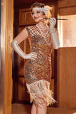 Pink Sequin Gatsby 1920s Flapper Dress