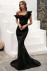 Load image into Gallery viewer, One Shoulder Mermaid Black Formal Dress
