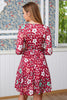 Load image into Gallery viewer, Red Floral Leaf Print Wrap Dress