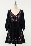 Black Floral Babydoll Dress