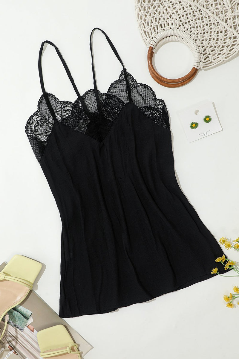 Load image into Gallery viewer, Black Spaghetti Straps Cami with Lace