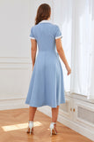 Blue 1950s Swing Dress with Pockets