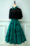 Gothic Style Halloween Shawl Cloak Bat Print Dress