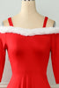 Load image into Gallery viewer, Off the Shoulder Red Christmas Dress