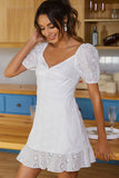 White Hollow Graduation Dress