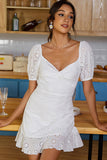 White Hollow Graduation Dress