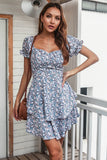 Blue Floral Summer Boho Dress