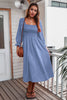 Load image into Gallery viewer, Long Sleeves Blue Casual Dress