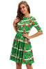 Load image into Gallery viewer, Green Print Christmas Vintage Dress