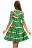 Load image into Gallery viewer, Green Print Christmas Vintage Dress
