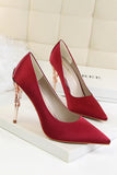 Burgundy Shallow Metal Stiletto Heels