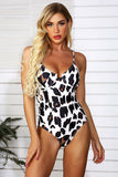 White Black Leopard One Piece Swimsuit