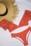 Puff Sleeve Polka Dot V-Neck Bikini