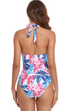 One Piece Halter Printed Swimsuit