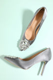 Grey Rhinestone Party Shoes