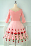 Embroidered Rose Lace Mesh Vintage Dress