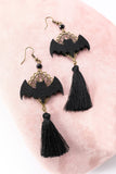 Black Halloween Bat Drop Earrings