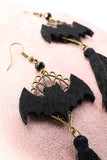 Black Halloween Bat Drop Earrings