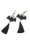 Black Halloween Bat Drop Earrings