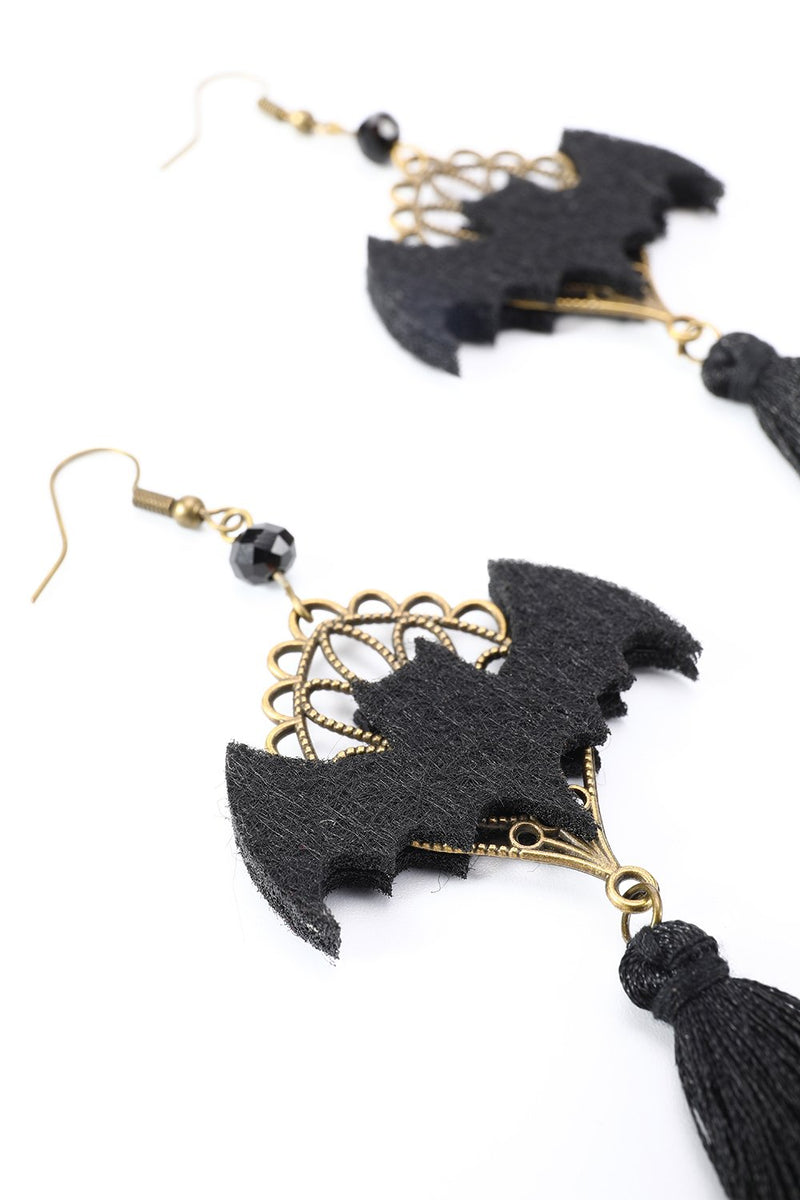 Load image into Gallery viewer, Black Halloween Bat Drop Earrings