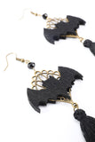 Black Halloween Bat Drop Earrings