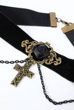 Black Halloween Cross Chain Choker