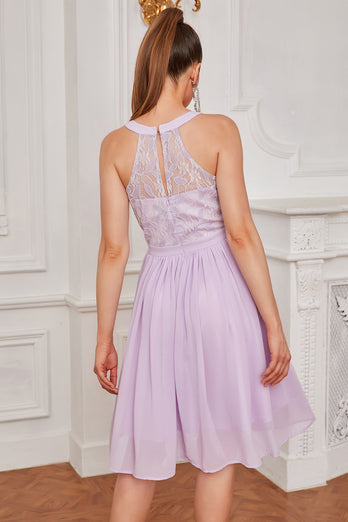 Purple Halter Vintage Lace Dress