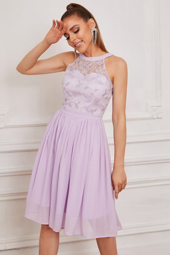 Purple Halter Vintage Lace Dress