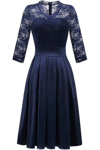 Grey Lace Formal Dress with Sleeves