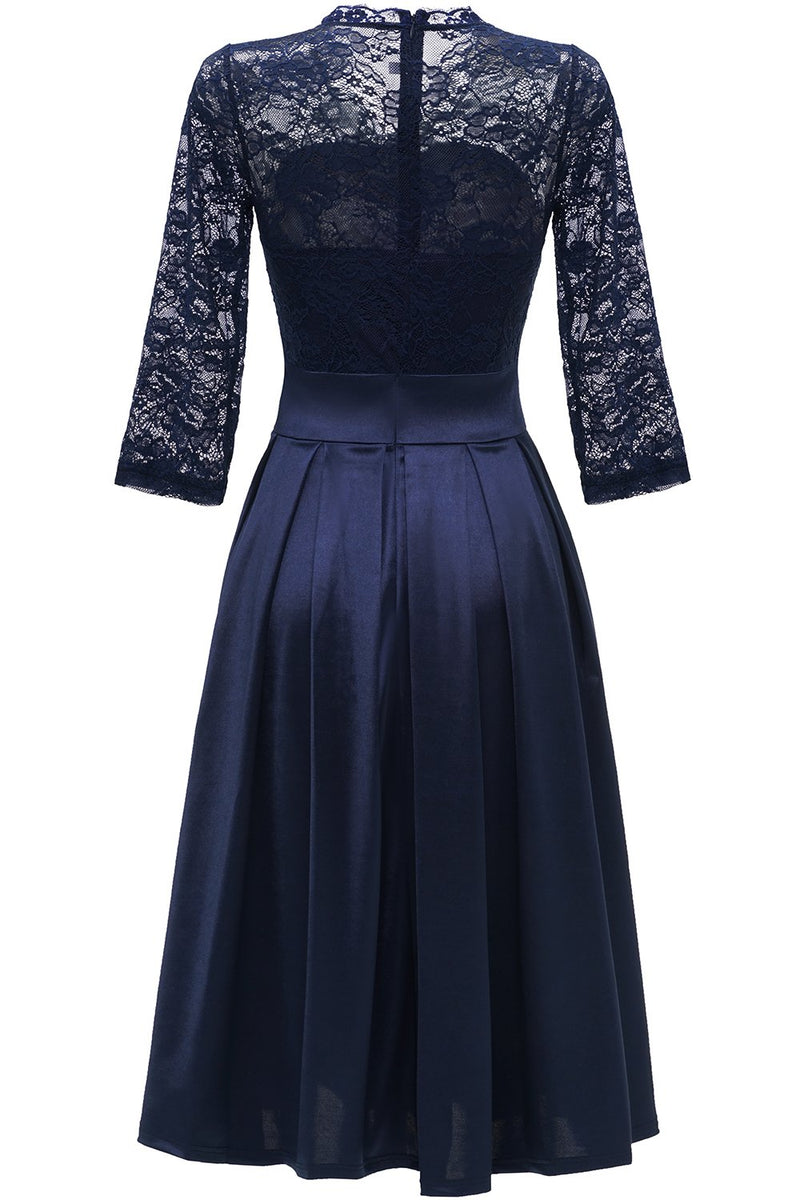 Load image into Gallery viewer, Grey Lace Formal Dress with Sleeves