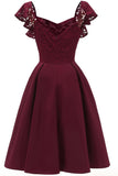 Sweetheart Burgundy Vintage Lace Party Dress