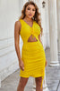 Load image into Gallery viewer, V Neck Tight Fitting Yellow Cocktail Party Dress