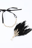 Black 1920s Feather Headband