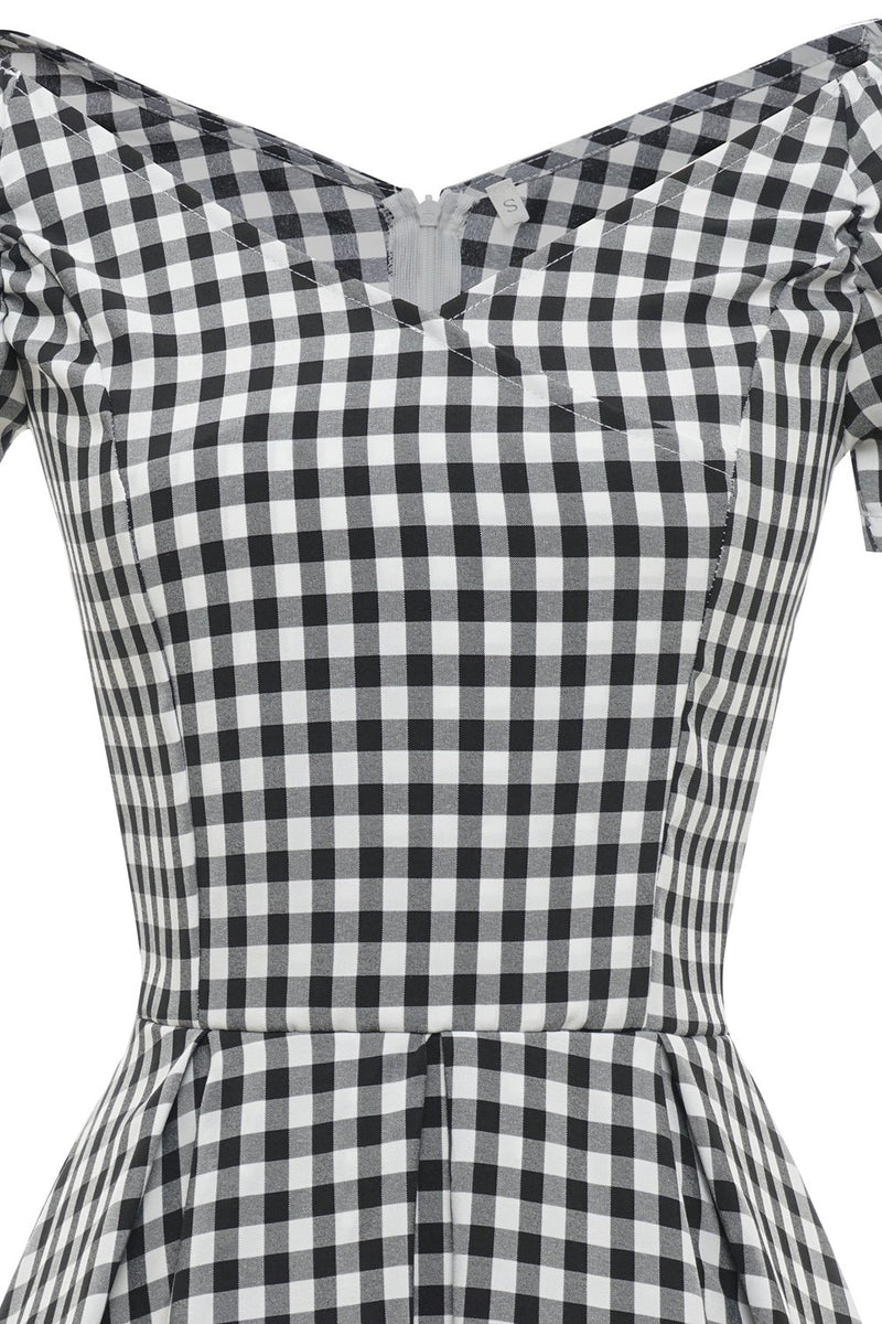 Load image into Gallery viewer, Black and White Plaid Vintage 1950s Dress