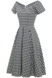 Black and White Plaid Vintage 1950s Dress