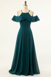 Green Cold Shoulder Formal Dress