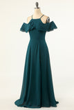 Green Cold Shoulder Formal Dress