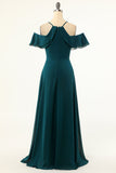 Green Cold Shoulder Formal Dress