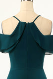 Green Cold Shoulder Formal Dress